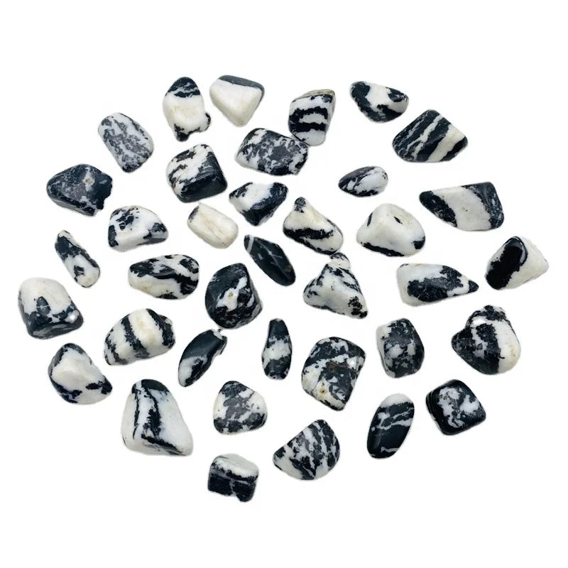 wholesale natural black and white stripes crystal gravel tumbled stone healing