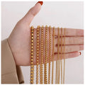 Factory Stock Hip Hop Square Pearl Chain Necklace Silver Gold Plated Stainless Steel Round Box Chain for Men Jewelry