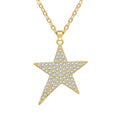 Creative Beautiful Micro-Inlaid Zircon Necklace 18K Gold Plated Clavicle Chain Five-Pointed Star Pendant Necklace for Women