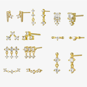 FUAMAY Fashion Jewelry Ladies Aretes De Oro 925 Silver Earrings Small Stud Earrings With Zircon