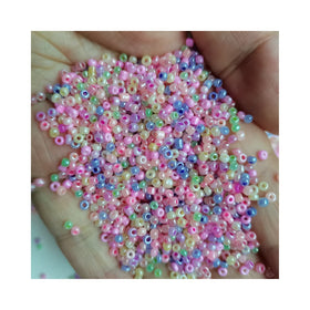 2mm Caviar Nail Art Bead Multi Colors Pearl Seed Glass Beads With Hole for Bracelet Making 3D Nail Decorations