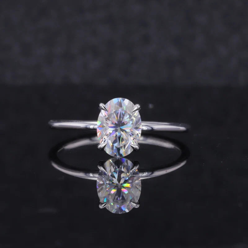 Starsgem Hot Sale 6*8mm Oval Cut Moissanite 10K Soild White Gold Engagement Ring