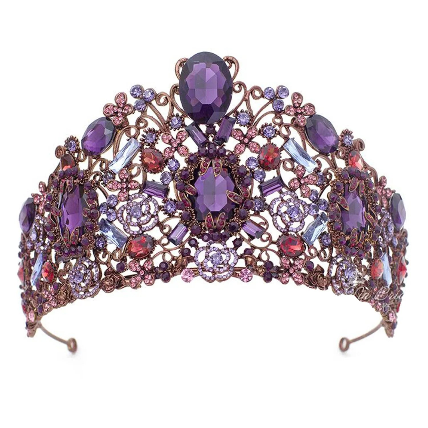 ROMANTIC Latest Rose Bessie Wedding Crowns Bridal Luxury Hair Accessories Purple Tiaras