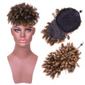 AliLeader Drawstring Afro Puff Ponytail Extensions Short Curly Puff Ponytail Bun with Bangs Clip in Updo Hairpiece for Women