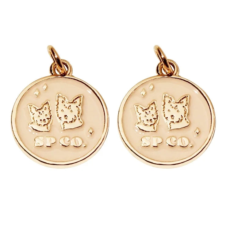 Custom Made logo Jewelry Round Charms Decorative Pet Collar Accessory Brand Letter Metal Pendant