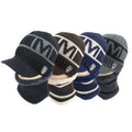 Winter Plaid Letter Pattern Acrylic Unisex Adult Beanie Hat Set with Rhinestones Knit & Scarf Classic Thick Neck Warm Knit Hats