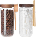 Glass Food Storage Jar with Airtight Bamboo Lid 1000ml Glass Jars for Kitchen Spoon & Tongs Included