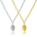FUAMAY 18K Gold Plated S925 Sterling Silver Nugget Necklace Pendant