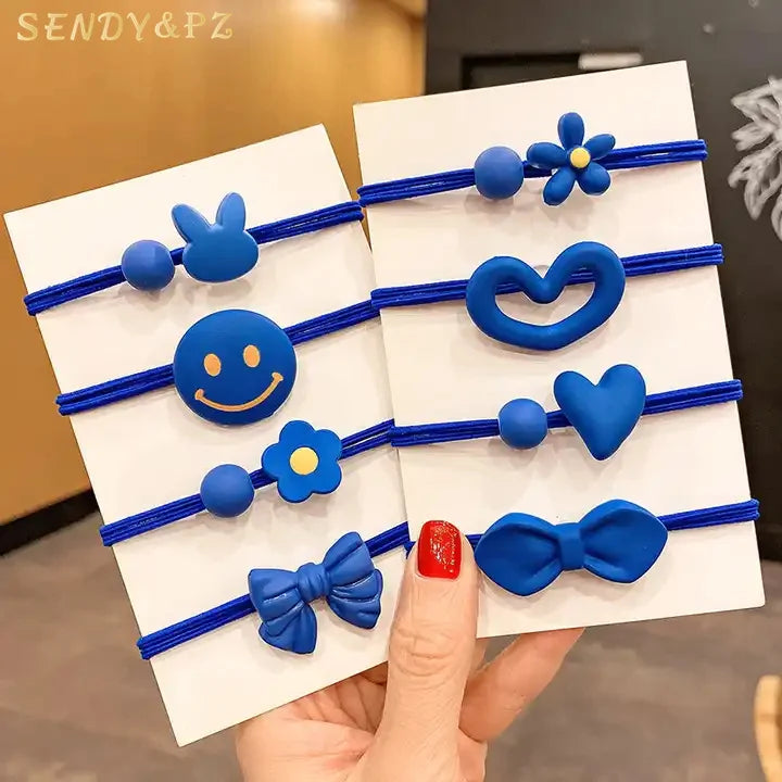 Korean Simple Blue Cute Accessories Hair Circle Large Intestine Solid Color Hair Band Ponytail Hair Ties for Women Girls