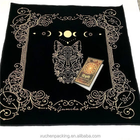 Black Velvet Board Game Astrology Divination Tarot Table Cloth Triple Moon Pentagram Altar Cloth Oracle Card Pad Tarot Card Mat