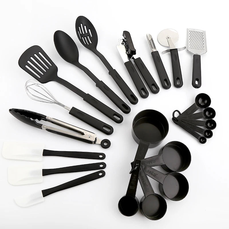 Kitchen Tools Set Heat Resistant Cooking Nylon Black Customized Feature Eco Material Pieces Origin Type Colors