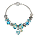 Fashion Blue Crystal Beads Love Pendant  Bangle New Style Charm Bracelet for Women
