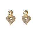 Fashion Micro-set Stone Jewelry Delicate Women Gold Plated Classical Heart CZ Zircon Brass Hoop Drop Earrings