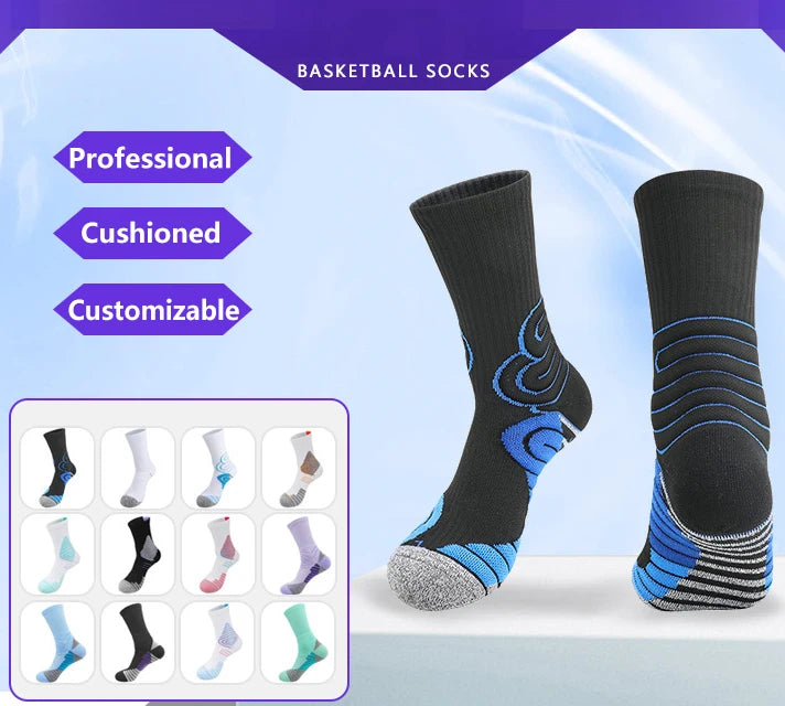 OEM Personalized Logo Customized Basketball Socks Quarter Thickened Terry Padded Cushioned Professional Sports Socks Crew