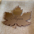 Maple Leaf Shape Gold Acrylic Hang Tag With Customizable Text Pattern for Wedding