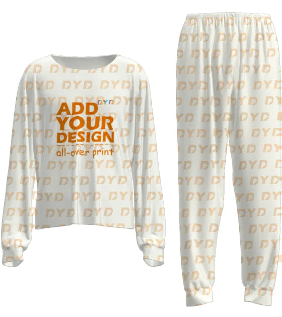 Print on Demand Autumn Winter Double Flannel Sleepwear Pajamas Suits Full Print Nightwear Set for Adults
