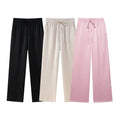 ZATRHMBM Women's 2025 New Fashion Wrinkle Effect Pants High Waist Elastic Waist Side Pockets Solid Color Trousers
