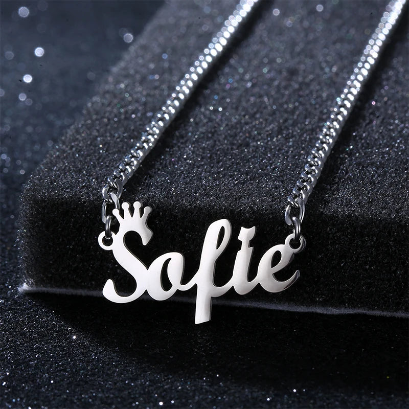 Steel Angel Name Pendant Necklace Chain Jewelry Gold 18 K Plated Charm Collar Accessories for Women Gift