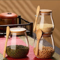 YOLOWE HOME Eco-Friendly Wide-Mouth Airtight Glass Jar Silicone Bamboo Lid Leak-Proof Storage Coffee Beans Tea Leaves Dried