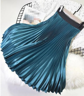 S-2XL Autumn/Winter Solid Color Korean Edition Pleated Skirt Half Length Skirt Mid Length High Waisted Organ Pleated Skirt