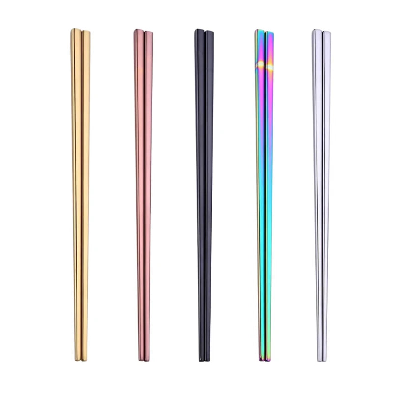 Good Quality 304 Stainless Steel Square Chopsticks Titanium-Plated for Hotels and Home Modern Design Chopsticks