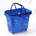 RH-BPR50A 560*390*450mm Blue Color Rolling Shopping Baskets 50L Store Basket Supermarket Basket Trolley with Wheels