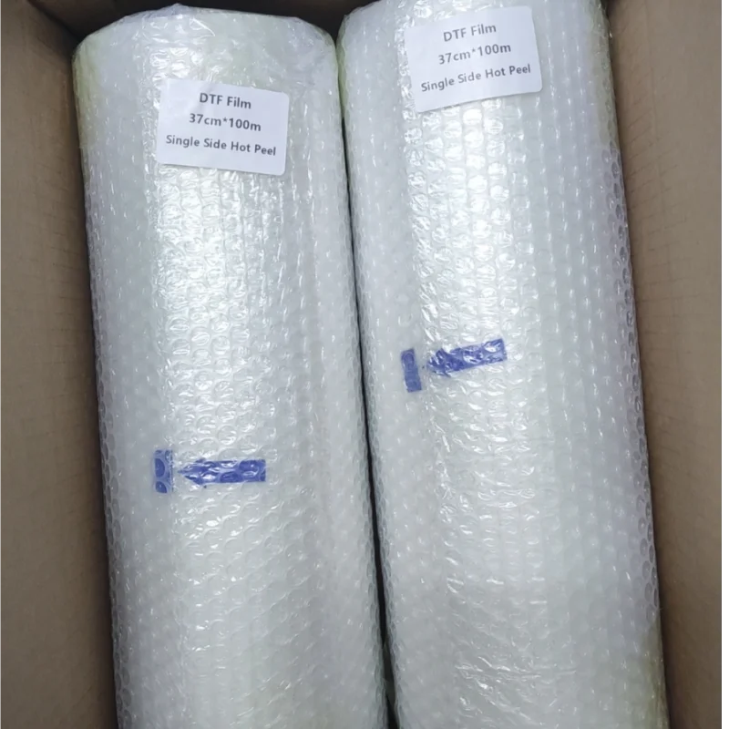 Hunan Jinlong Single Double Side 37cm DTF Hot Peel Transfer Roll 37 Wide DTF Roll DTF Film 37cm for Digital Printing
