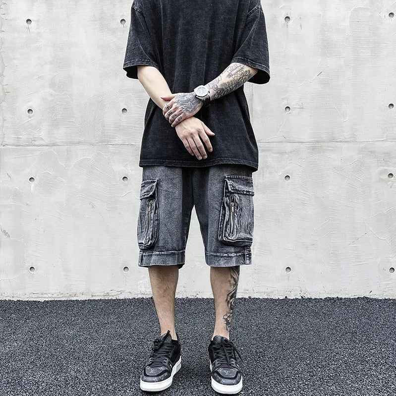 OEM FOG  Stock Drop Shipping Vintage Washing Men Denim Cargo  Jeans Short