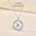 MA52 New Online Fashion Jewelry 925 Sterling Silver Blue Crystal Zircon Four Leaf Clover Flower Pendant Necklace for Women