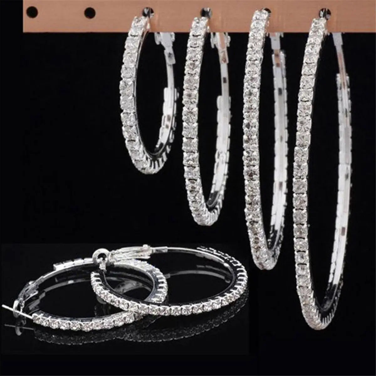 Chic Small Endless Hoop Lip Nose Ear Studs 8/10/14mm 925 Silver Earring Gift