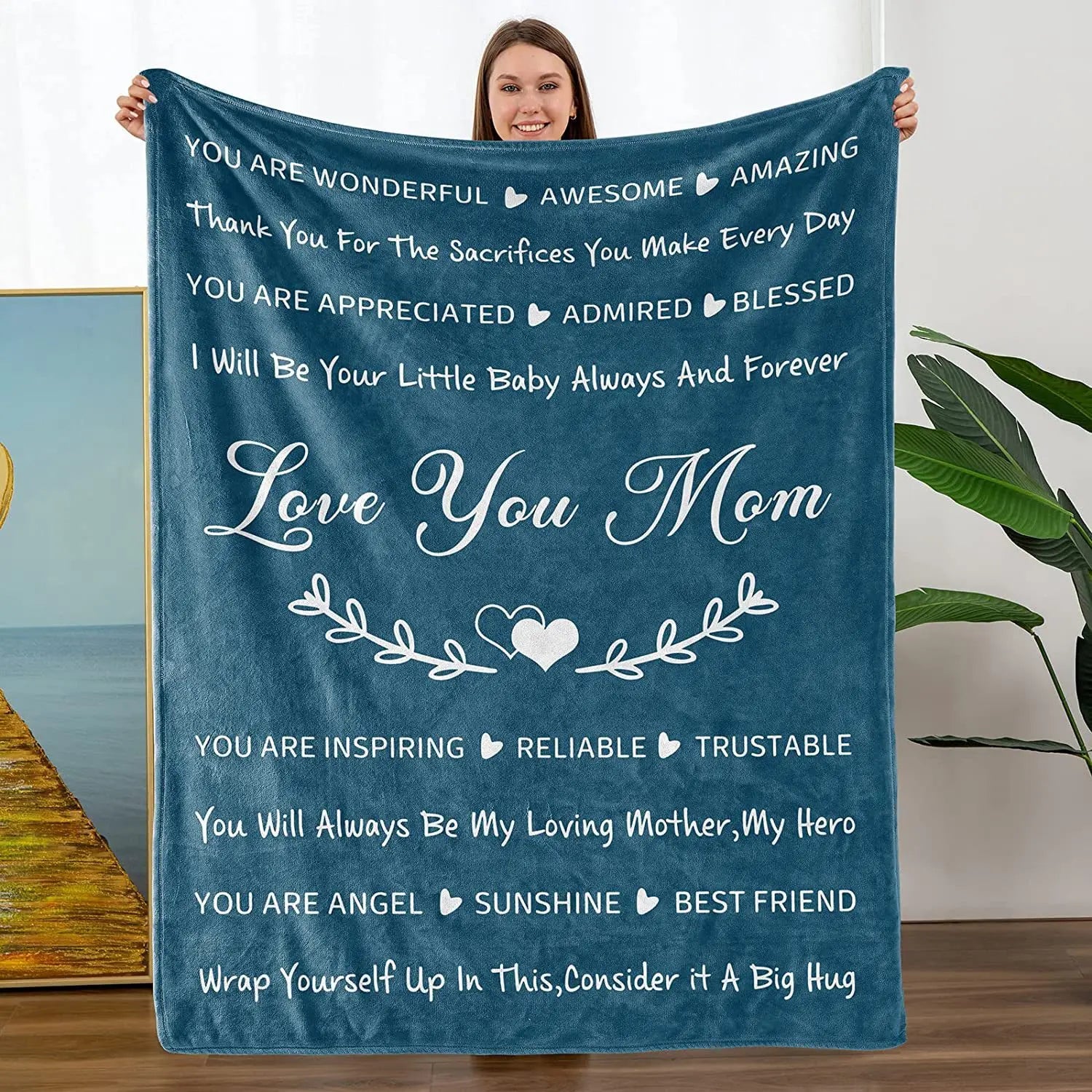 Xinlan Custom Mothers Day Gift Christmas Birthday Super Soft Fleece Winter Throw Blanket for Bedroom