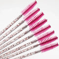Diamond Handle Mascara Black Eyelash Disposable Wand pink Glitter Makeup Brush Set