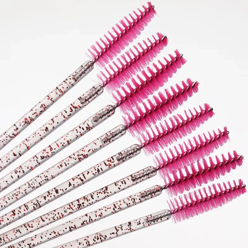 Diamond Handle Mascara Black Eyelash Disposable Wand pink Glitter Makeup Brush Set
