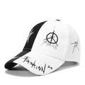 Wholesale Custom logo 6 Panel Black and White Stitching Graffiti Sport Dad Hat Baseball Cap