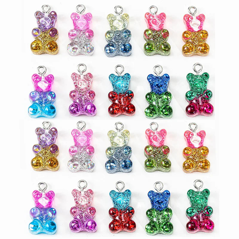 Diy Custom Keychain Necklace Making Jewelry Accessories Kids Cute Resin Gummy Sweet Bear Charm Pendant