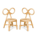 Natural Bow-Back Kids Rattan Chair Handwoven Stack-able Indonesian Rattan with Solid Wood Legs