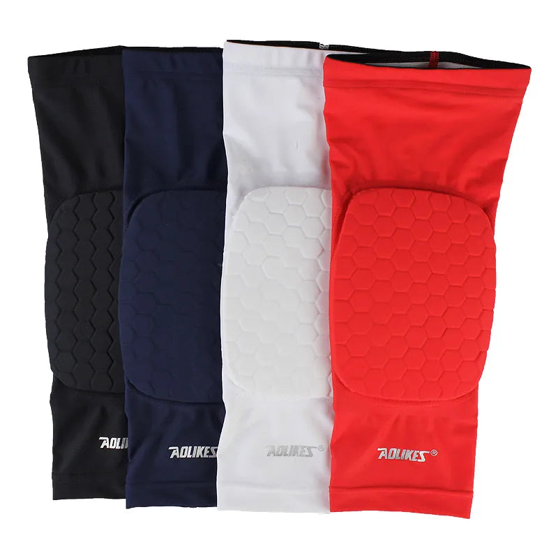 Elastic Long Full Leg Compression Sleeves Protective Sponge Padded Long Knee Brace for Football & Volleyball & Wrestling Aolikes