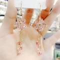 Fashionable Design Sense Zircon Earring Flower Tassel Ear Hook Luxury High Sense Long Slimming Earrings