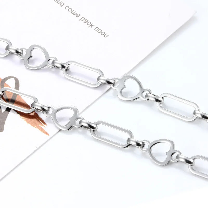 Oem Competitive Price 18k Gold Plated Customized Necklace Stainless Steel Handmade Heart Chain for Jewelry Making Supplies