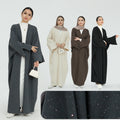 2023 Loriya Luxury Abaya Dubai Abaya Designs Islamic Clothing Thick Polyester Cardigan Abayas Women Muslim Dress