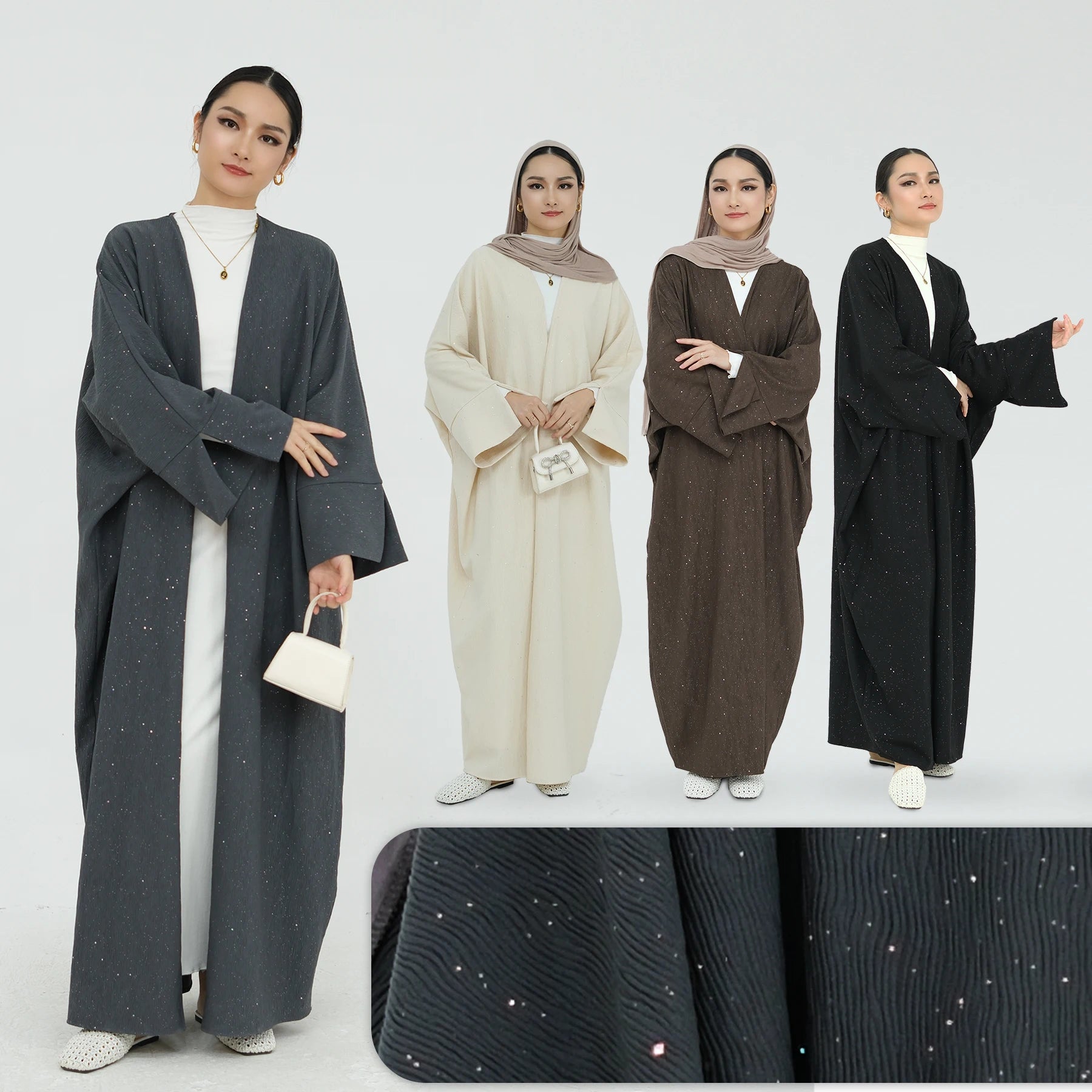 2023 Loriya Luxury Abaya Dubai Abaya Designs Islamic Clothing Thick Polyester Cardigan Abayas Women Muslim Dress
