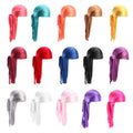 Silk Long Tail Scarf Pirate Cap Stretch Headwraps Headbands and Bonnets for Men Women Outdoor Protective Imitated Silk Durag