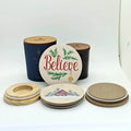 Custom Color Printed Jars With Wood Lids Christmas Glass Candle  Factory Supply  Embossed Various Candle Container