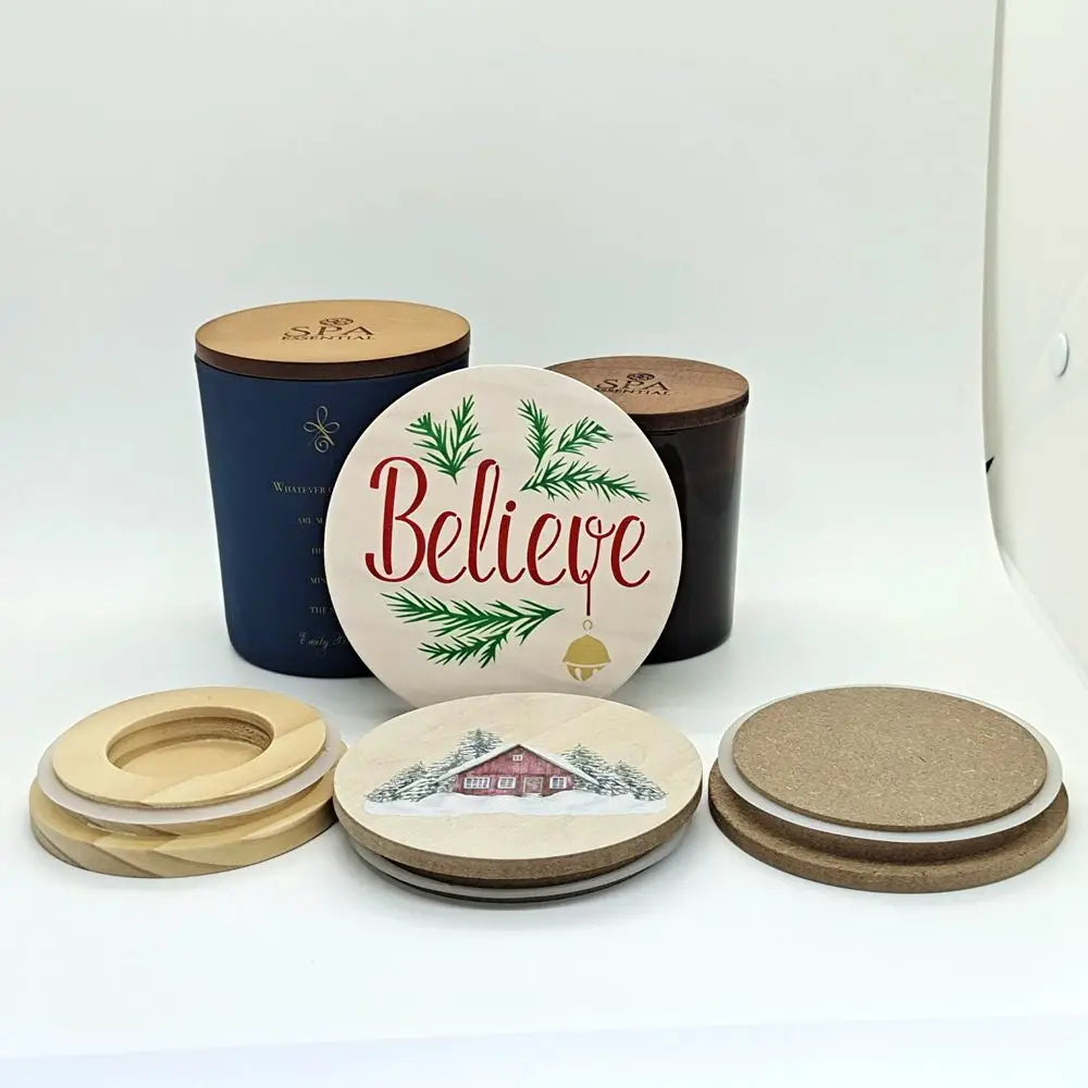 Custom Color Printed Jars With Wood Lids Christmas Glass Candle  Factory Supply  Embossed Various Candle Container