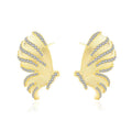 Trendy Sterling Silver Butterfly Stud Earrings Jewelry Cz Brushed Craft Zircon Dainty Butterfly Statement Earrings Women