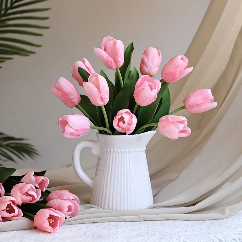 Real Touch Big Tulip Artificial Dried Flowers Bunga Long Stem DIY Handmade Wholesale Price for Mother's Day Outdoor Decor