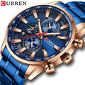 CURREN 8351 Man WristWatch Chronograph Men Watch  Top New Luxury Silver Blue Business Stainless Steel Sport Male Clock Gift