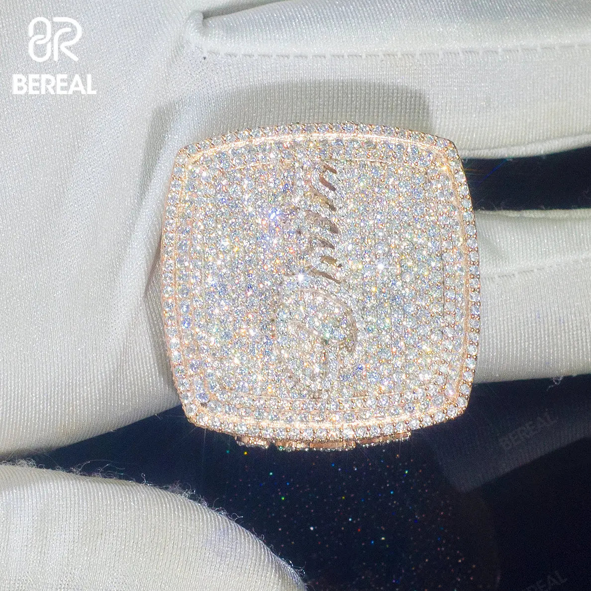 Custom Pass Diamond Tester Hip Hop VVS Moissanite Stereoscopic Letter Name Yellow Gold Ring Iced Out 925 Silver Men Fine Jewelry