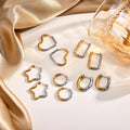 Classic Fashion Daily Stacking Wear Minimalist Geometric Heart Star Design 18K Gold Plated Stainless Steel Hoop Earrings