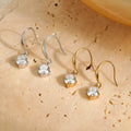 Luxury Shiny  Women Jewelry Earring 316L Stainless Steel Zircon Stone Drop Fish Hook Earring for Women